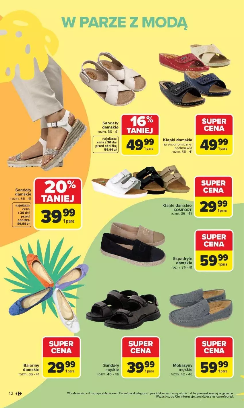 Gazetka promocyjna Carrefour - Gazetka Łap super okazje od poniedziałku! - ważna 11.05 do 23.05.2026 - strona 12 - produkty: Baleriny, Klapki, Mokasyny, Sandał