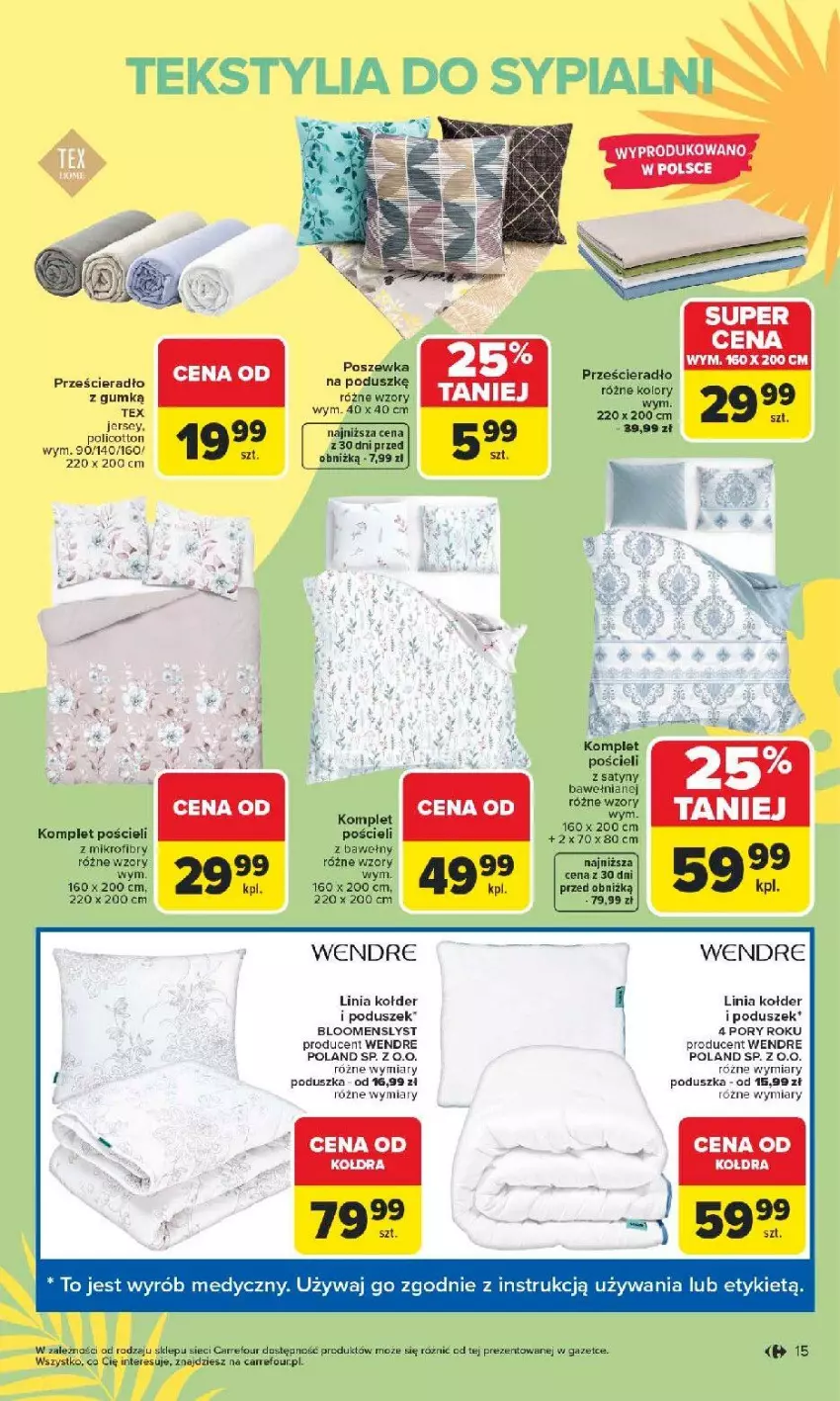 Gazetka promocyjna Carrefour - Gazetka Łap super okazje od poniedziałku! - ważna 11.05 do 23.05.2026 - strona 15 - produkty: Kołdra, Komplet pościeli, Poduszka, Por, Pościel, Poszewka, Prześcieradło