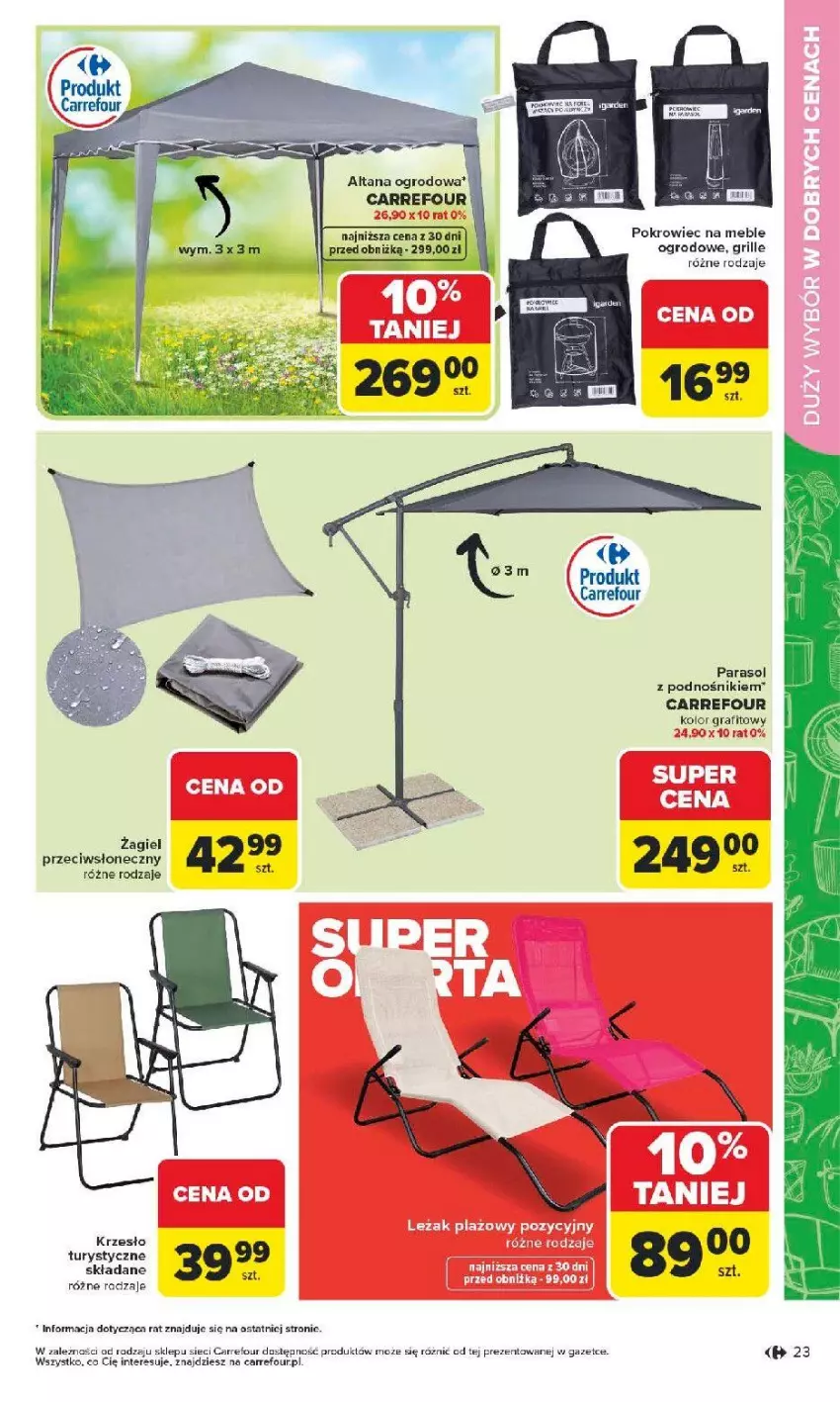 Gazetka promocyjna Carrefour - Gazetka Łap super okazje od poniedziałku! - ważna 11.05 do 23.05.2026 - strona 23 - produkty: Fa, Gra, Grill, Krzesło, Meble, Parasol, Pokrowiec