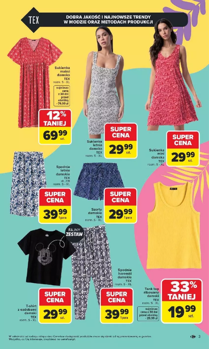 Gazetka promocyjna Carrefour - Gazetka Łap super okazje od poniedziałku! - ważna 11.05 do 23.05.2026 - strona 3 - produkty: Ozdoba, Spodnie, Sukienka, Szorty, T-shirt