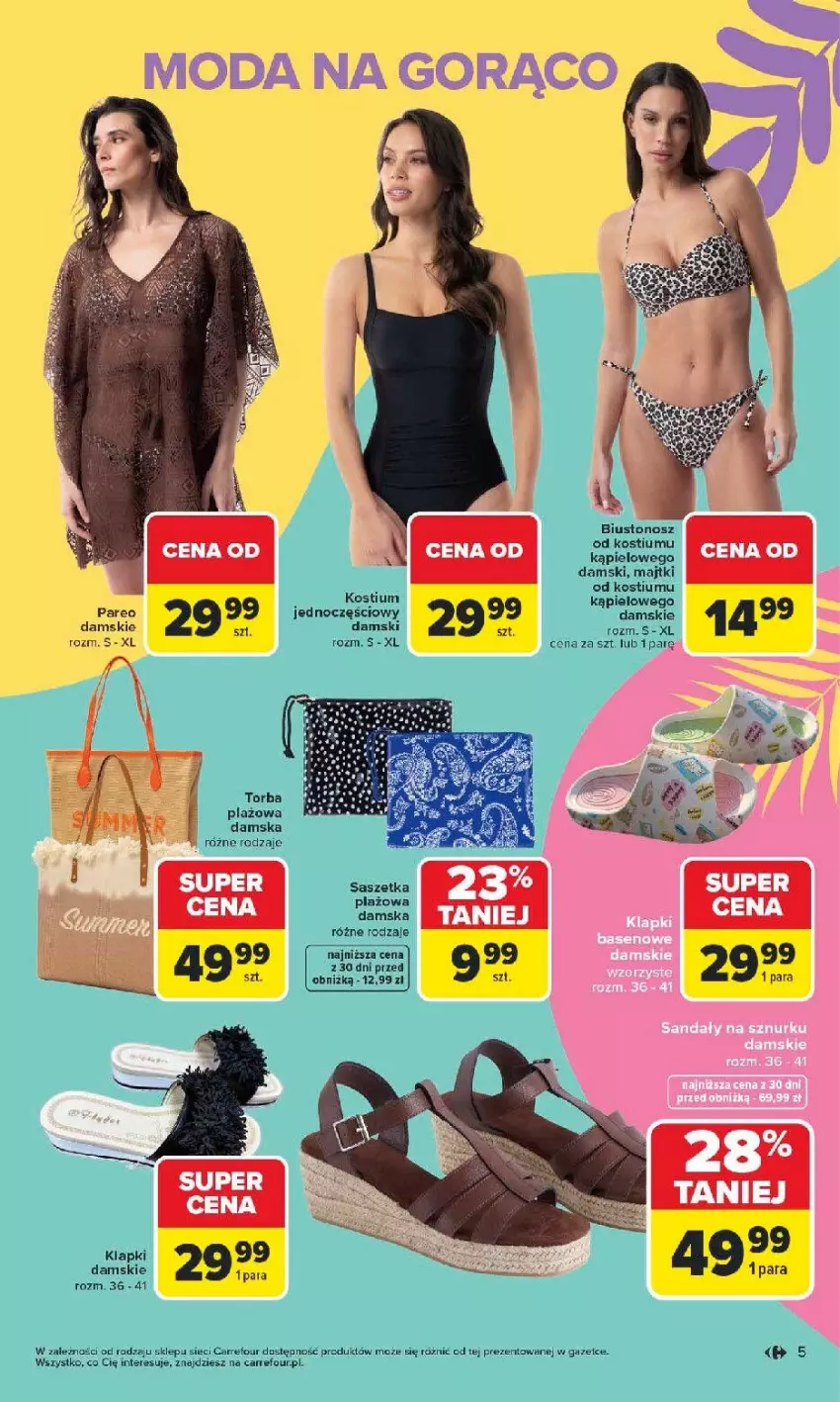 Gazetka promocyjna Carrefour - Gazetka Łap super okazje od poniedziałku! - ważna 11.05 do 23.05.2026 - strona 5 - produkty: Biustonosz, Klapki, Kostium, Majtki, Moda, Torba