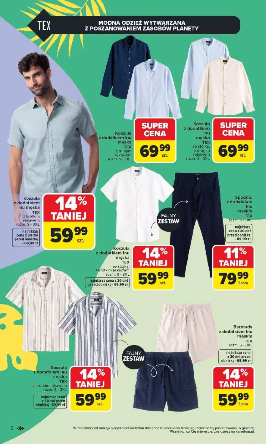 Gazetka promocyjna Carrefour - Gazetka Łap super okazje od poniedziałku! - ważna 11.05 do 23.05.2026 - strona 6 - produkty: Bermudy, Fa, Kosz, Koszula, Spodnie