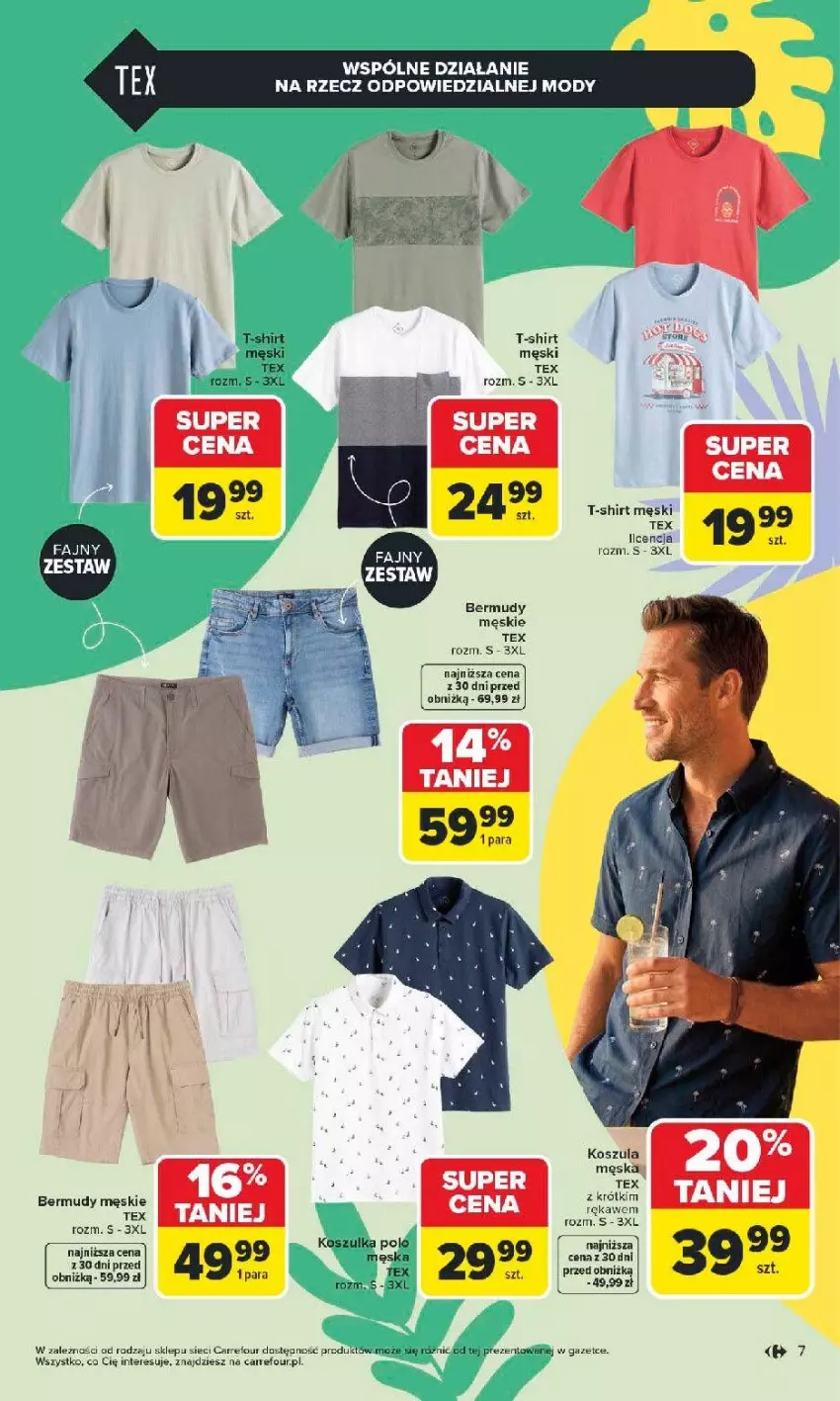 Gazetka promocyjna Carrefour - Gazetka Łap super okazje od poniedziałku! - ważna 11.05 do 23.05.2026 - strona 7 - produkty: Bermudy, Fa, Kosz, Koszula, Koszulka, T-shirt