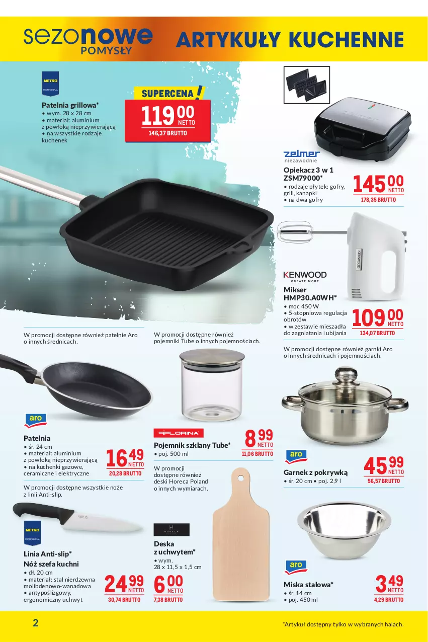 Gazetka promocyjna Makro - Oferta dla biura i domu - ważna 04.02 do 03.03.2025 - strona 2 - produkty: Fa, Garnek, Gofry, Grill, Mikser, Miska, Noż, Nóż szefa kuchni, Patelnia, Patelnia grillowa, Pojemnik, Pojemnik szklany, Ser, Top