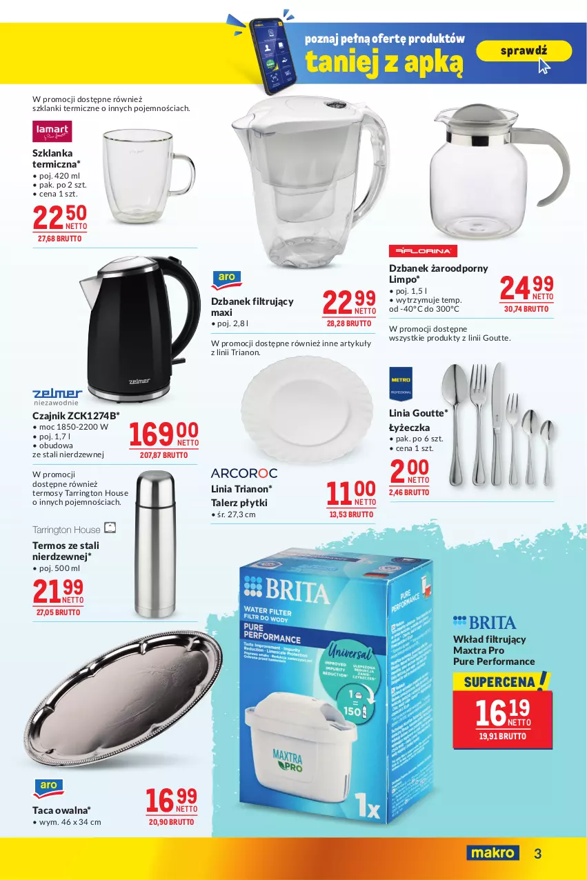 Gazetka promocyjna Makro - Oferta dla biura i domu - ważna 04.02 do 03.03.2025 - strona 3 - produkty: Czajnik, Dzbanek, Dzbanek filtrujący, Lanki, Por, Pur, Szklanka, Taca, Talerz, Termos, Wkład filtrujący