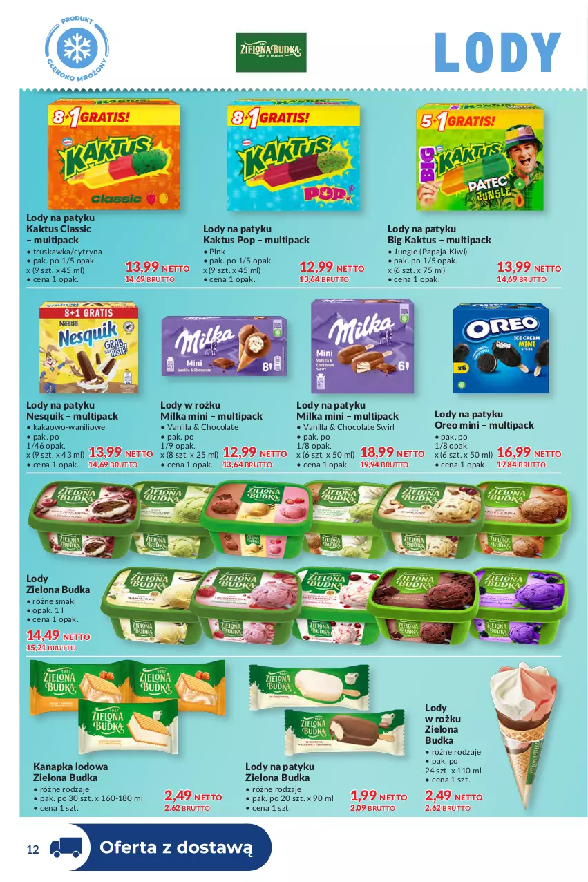 Gazetka promocyjna Makro - Dystrybucja do sklepów - ważna 07.07 do 03.08.2026 - strona 12 - produkty: Kakao, Kaktus, Kiwi, Lody, Milka, Nesquik, Oreo, Papaja, Zielona Budka