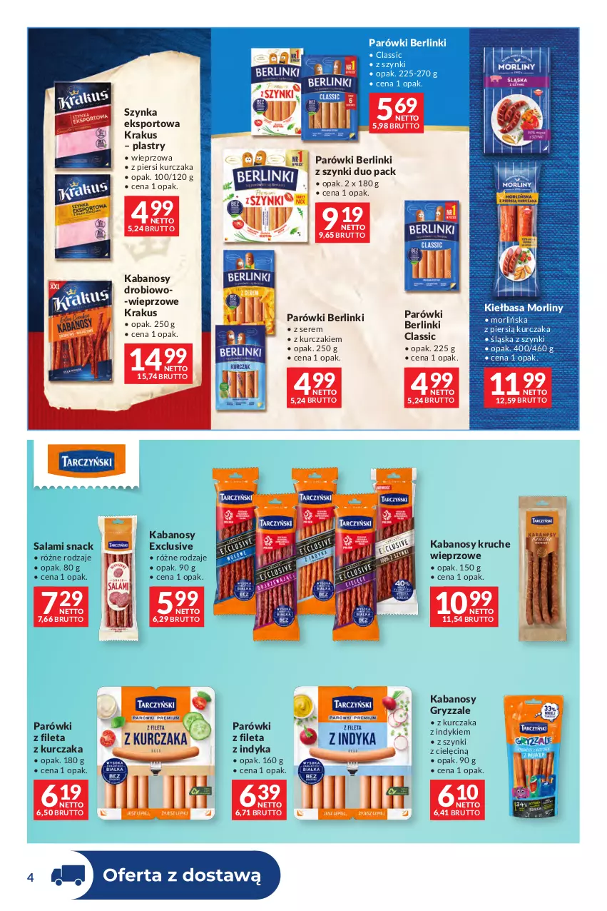 Gazetka promocyjna Makro - Dystrybucja do sklepów - ważna 07.07 do 03.08.2026 - strona 4 - produkty: Berlinki, Gry, Kabanos, Kiełbasa, Krakus, Kurczak, Morliny, Parówki, Por, Salami, Ser, Sport, Szynka