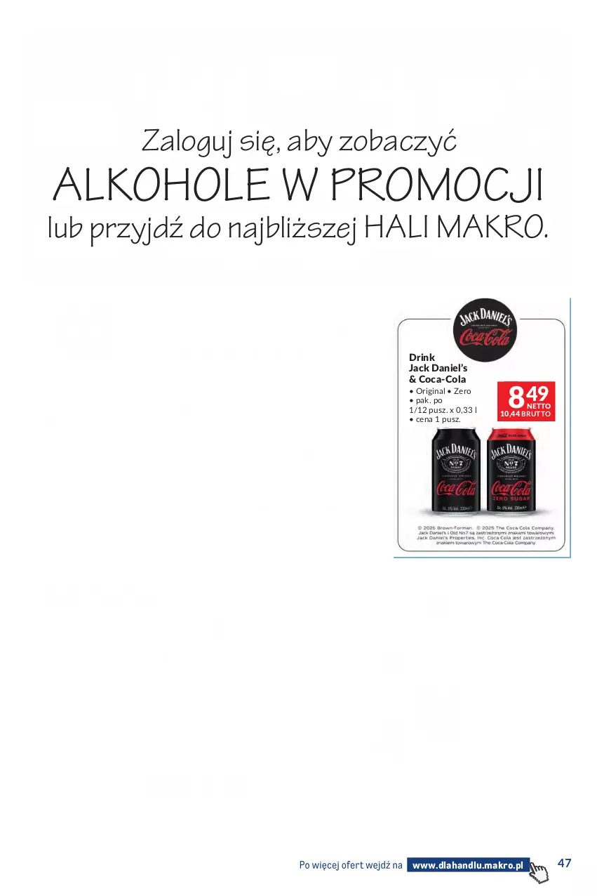 Gazetka promocyjna Makro - Dystrybucja do sklepów - ważna 07.07 do 03.08.2026 - strona 47 - produkty: Advocaat, Alkohole, Biały Bocian, Bourbon, Coca-Cola, Finlandia, Gin, JBL, Likier, Ser, Whiskey, Wódka