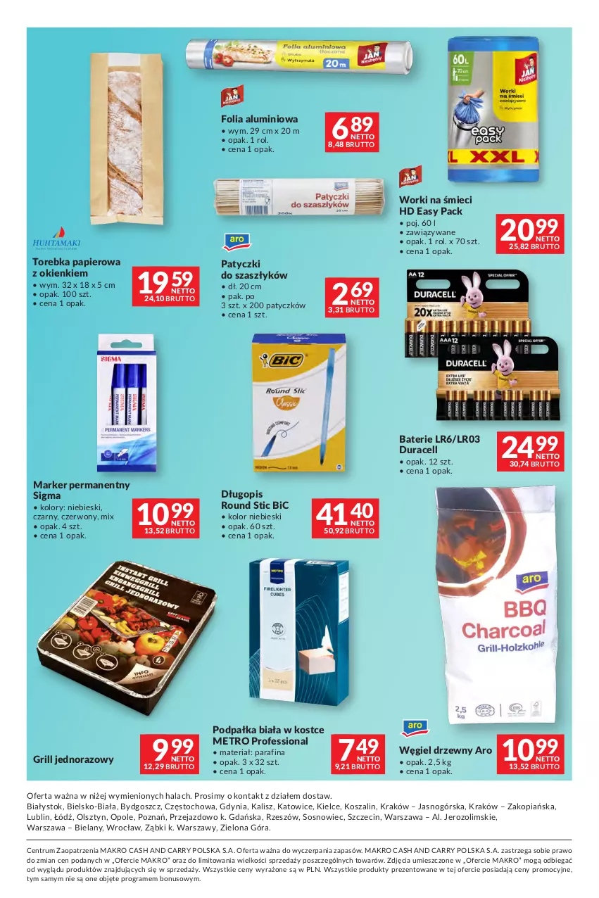 Gazetka promocyjna Makro - Dystrybucja do sklepów - ważna 07.07 do 03.08.2026 - strona 52 - produkty: BIC, Długopis, Duracell, Folia aluminiowa, Gra, Grill, Kosz, Marker, Metro, Papier, Rum, Sos, Szal, Torebka, Węgiel drzewny, Worki na śmiec, Worki na śmieci