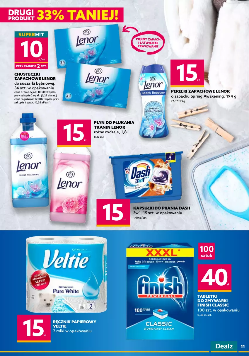 Gazetka promocyjna Dealz - NOWA GAZETKADEALMAGEDON! ATAK NISKICH CEN! - ważna 21.09 do 04.10.2022 - strona 11 - produkty: Aquafresh, Chusteczki, Dove, Finish, Kapsułki do prania, Lenor, Palmolive, Papier, Pasta do zębów, Perełki zapachowe, Płyn do płukania, Płyn do płukania jamy ustnej, Ręcznik, Rolki, Suszarki, Szampon, Tablet, Tabletki do zmywarki, Zmywarki