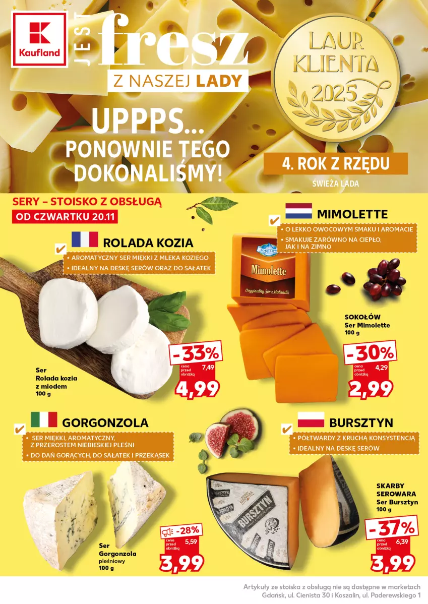 Gazetka promocyjna Kaufland - Mocny Start - ważna 24.11 do 26.11.2025 - strona 12 - produkty: Bursztyn, Gorgonzola, Kosz, Mimolette, Rolada, Ser, Sok, Sokołów, Szal