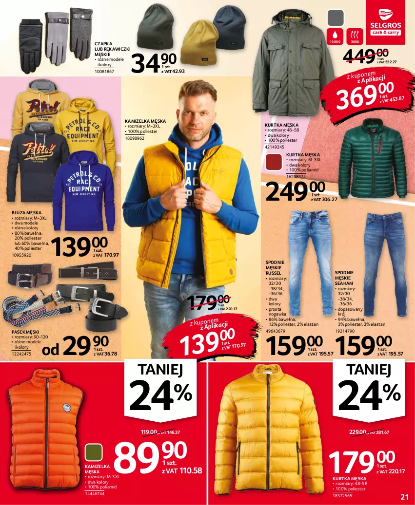 Gazetka promocyjna Selgros - Oferta przemysłowa - ważna 14.10 do 27.10.2021 - strona 21 - produkty: Bluza, Czapka, Kamizelka, Kurtka, Pasek, Pasek męski, Spodnie, Wełna