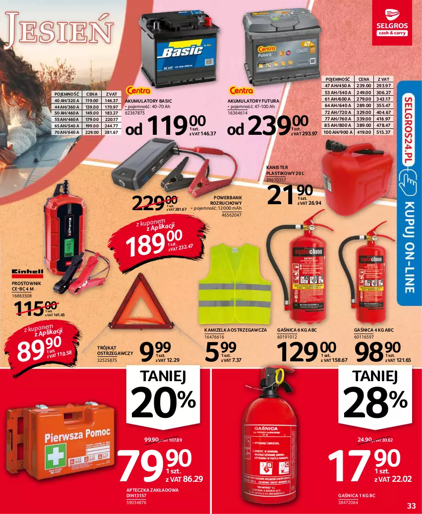 Gazetka promocyjna Selgros - Oferta przemysłowa - ważna 14.10 do 27.10.2021 - strona 33 - produkty: Akumulator, Gaśnica, Kamizelka, Powerbank, Prostownik, Trójkąt ostrzegawczy