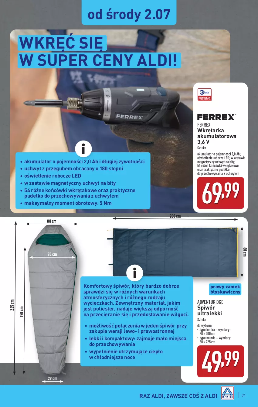 Gazetka promocyjna Aldi - Pełna oferta - ważna 30.06 do 05.07.2025 - strona 21 - produkty: Akumulator, Kołdra, LG, Por, Pudełko, Tarka, Top, Wkręt, Wkrętarka