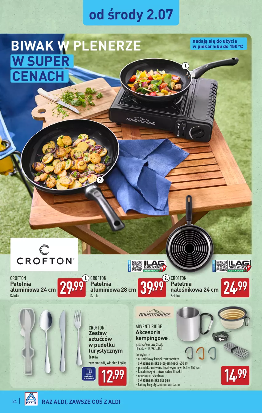 Gazetka promocyjna Aldi - Pełna oferta - ważna 30.06 do 05.07.2025 - strona 24 - produkty: Kubek, Miska, Opaska, Patelnia, Piekarnik, Widelec, Zestaw sztućców