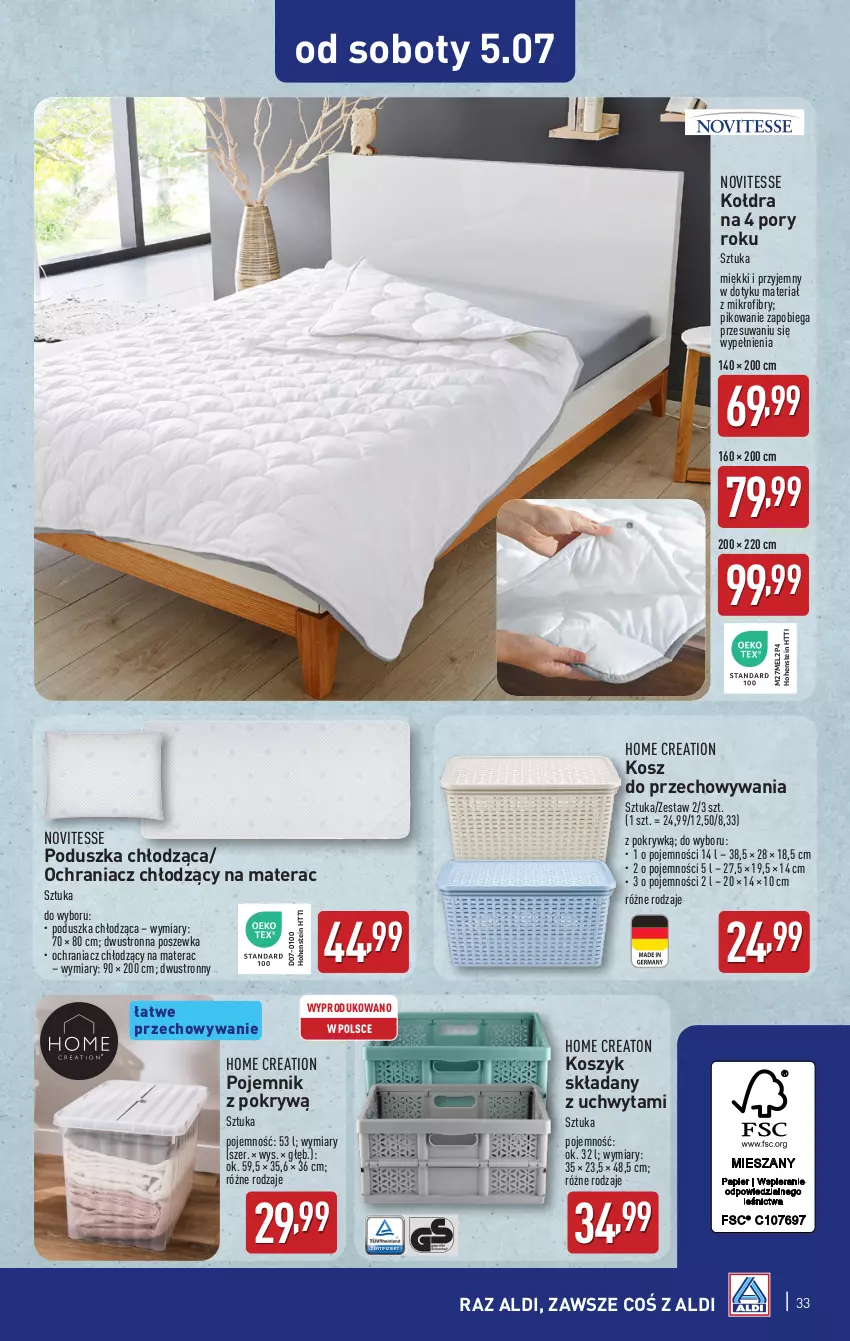 Gazetka promocyjna Aldi - Pełna oferta - ważna 30.06 do 05.07.2025 - strona 33 - produkty: Kołdra, Kosz, Materac, Poduszka, Pojemnik, Por, Poszewka, Tera