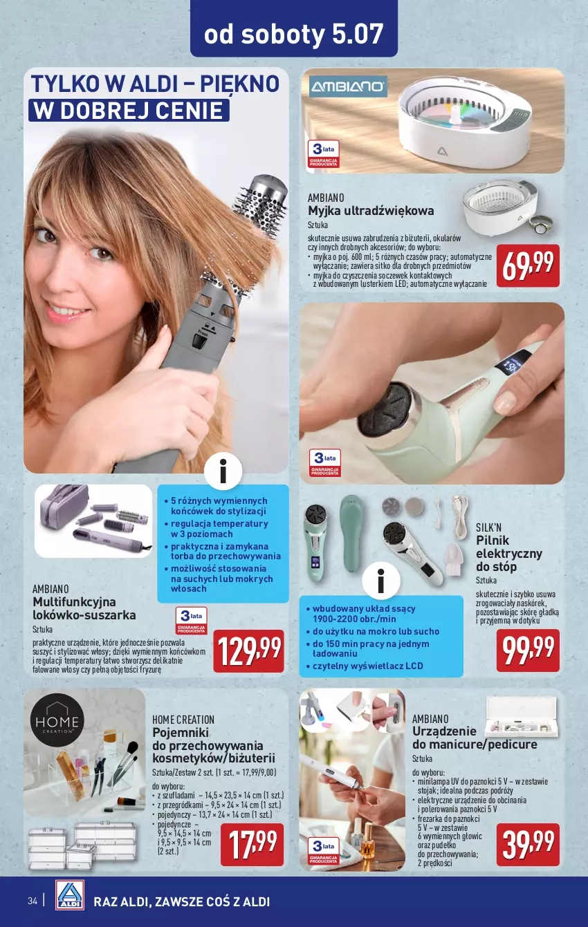 Gazetka promocyjna Aldi - Pełna oferta - ważna 30.06 do 05.07.2025 - strona 34 - produkty: Fa, Frezarka, Lampa, Pilnik, Pojemnik, Pudełko, Sitko, Stojak, Suszarka, Torba