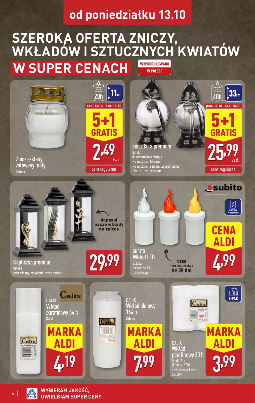 Gazetka promocyjna Aldi - Artykuły przemysłowe i tekstylia - ważna 13.10 do 18.10.2025 - strona 4 - produkty: Gra, Olej, Ser, Wkład olejowy, Znicz