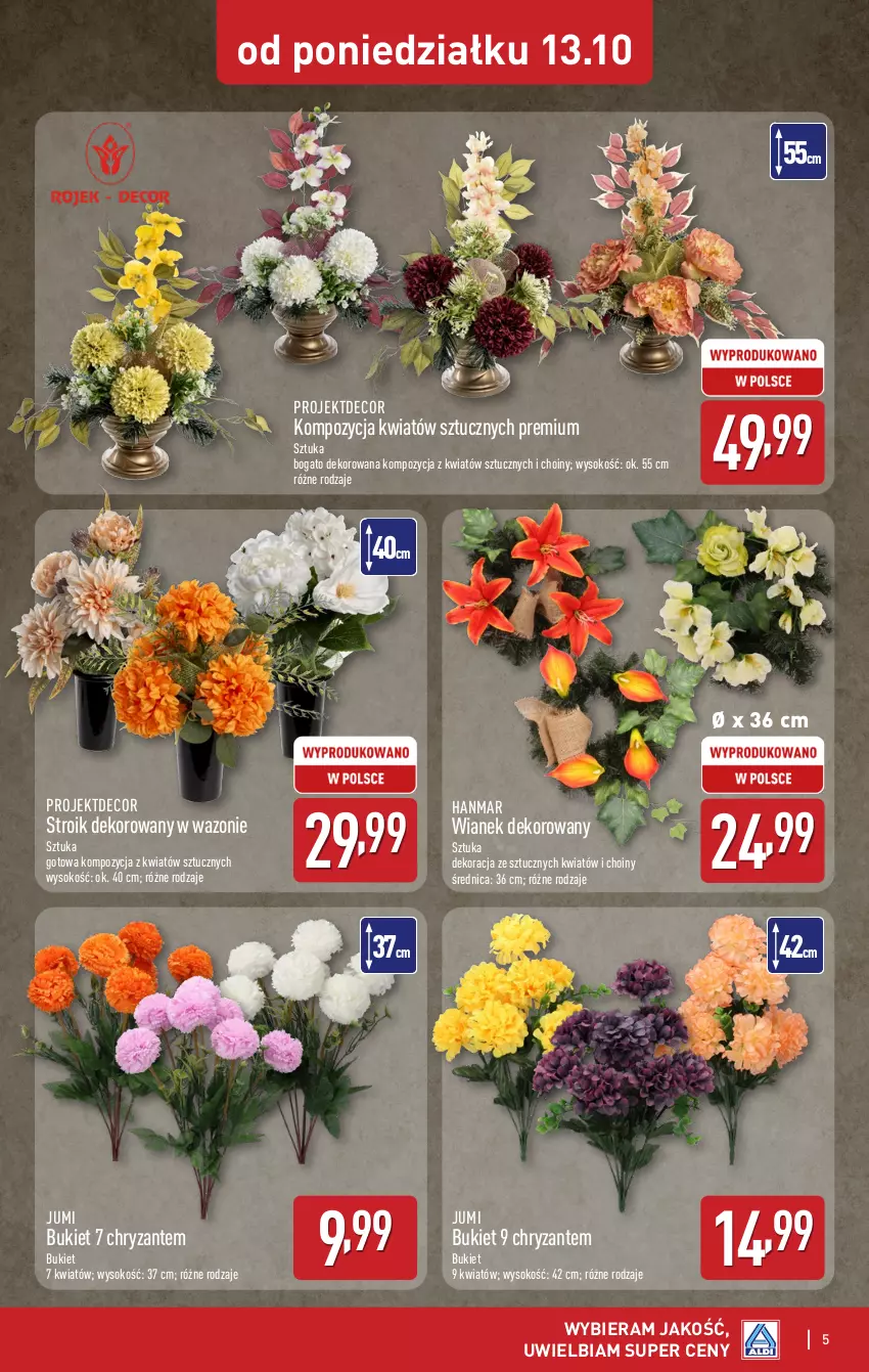 Gazetka promocyjna Aldi - Artykuły przemysłowe i tekstylia - ważna 13.10 do 18.10.2025 - strona 5 - produkty: Bukiet, Sok, Wazon