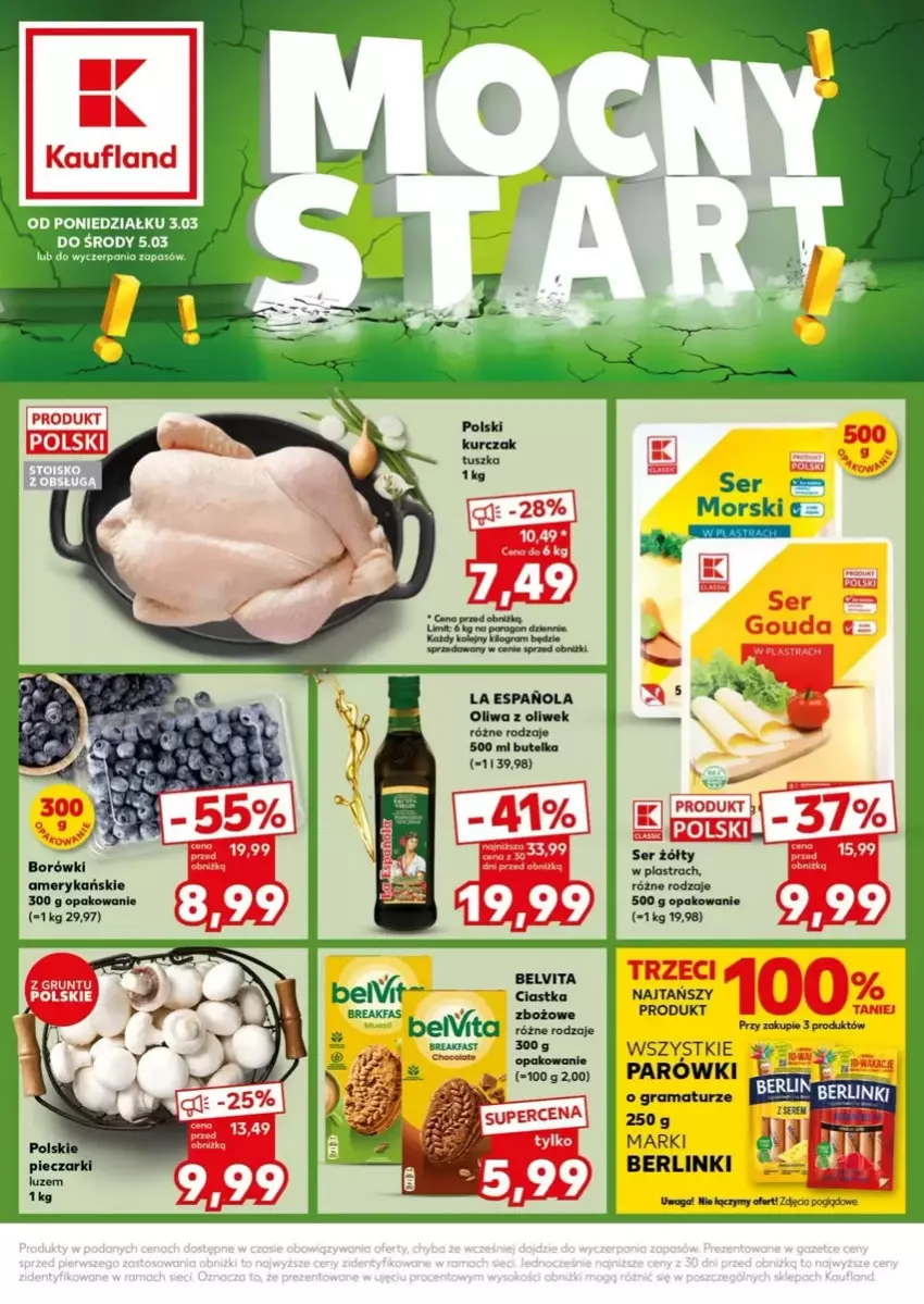 Gazetka promocyjna Kaufland - ważna 03.03 do 05.03.2025 - strona 1 - produkty: BelVita, Berlinki, Ciastka, Gra, Oliwa, Oliwa z oliwek, Parówki, Rama, Vita C, Waga