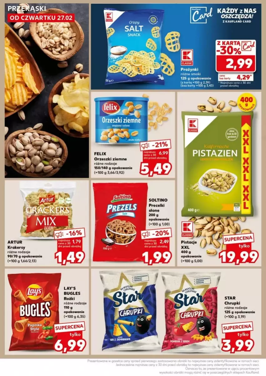 Gazetka promocyjna Kaufland - ważna 03.03 do 05.03.2025 - strona 21 - produkty: Artur, Chrupki, Fa, Felix, Krakersy, Orzeszki, Orzeszki ziemne, Pistacje, Precelki, Soltino