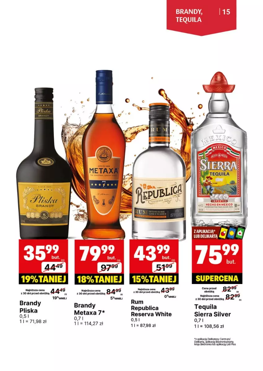 Gazetka promocyjna Delikatesy Centrum - DeliBarek DC25-DC26 - ważna 17.06 do 30.06.2024 - strona 15 - produkty: Brandy, Metaxa, Pliska, Rum, Ser, Tequila