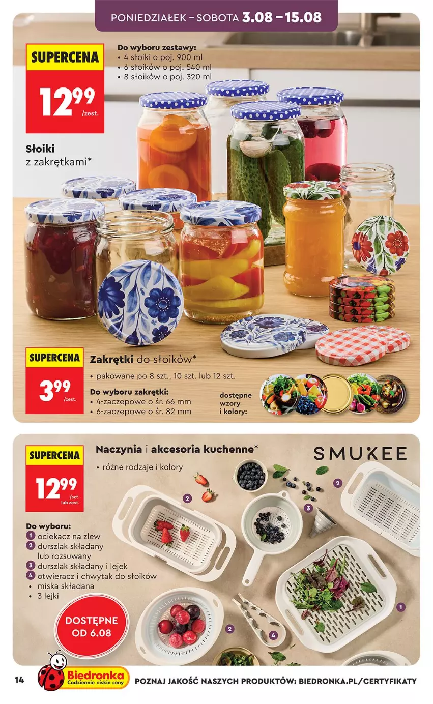 Gazetka promocyjna Biedronka - Okazje Tygodnia - ważna 03.08 do 15.08.2026 - strona 14 - produkty: Durszlak, Miska, Ociekacz, Otwieracz, Zlew