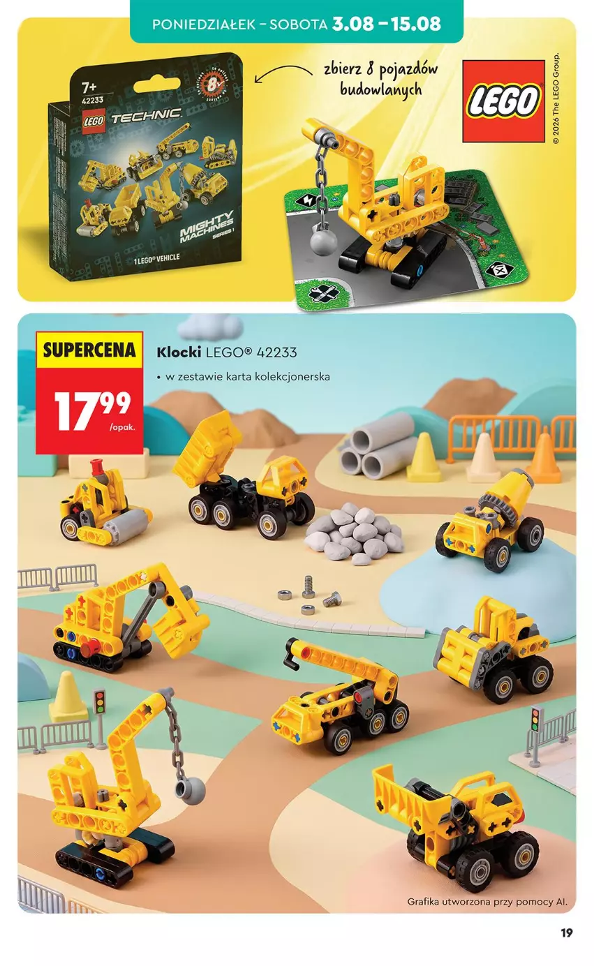Gazetka promocyjna Biedronka - Okazje Tygodnia - ważna 03.08 do 15.08.2026 - strona 19 - produkty: Gra, Grafika, Klocki, LEGO, Pojazd