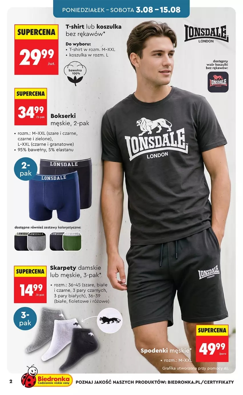 Gazetka promocyjna Biedronka - Okazje Tygodnia - ważna 03.08 do 15.08.2026 - strona 2 - produkty: Bokserki, Gra, Grafika, Granat, Karp, Kosz, Koszulka, Ser, T-shirt, Wełna