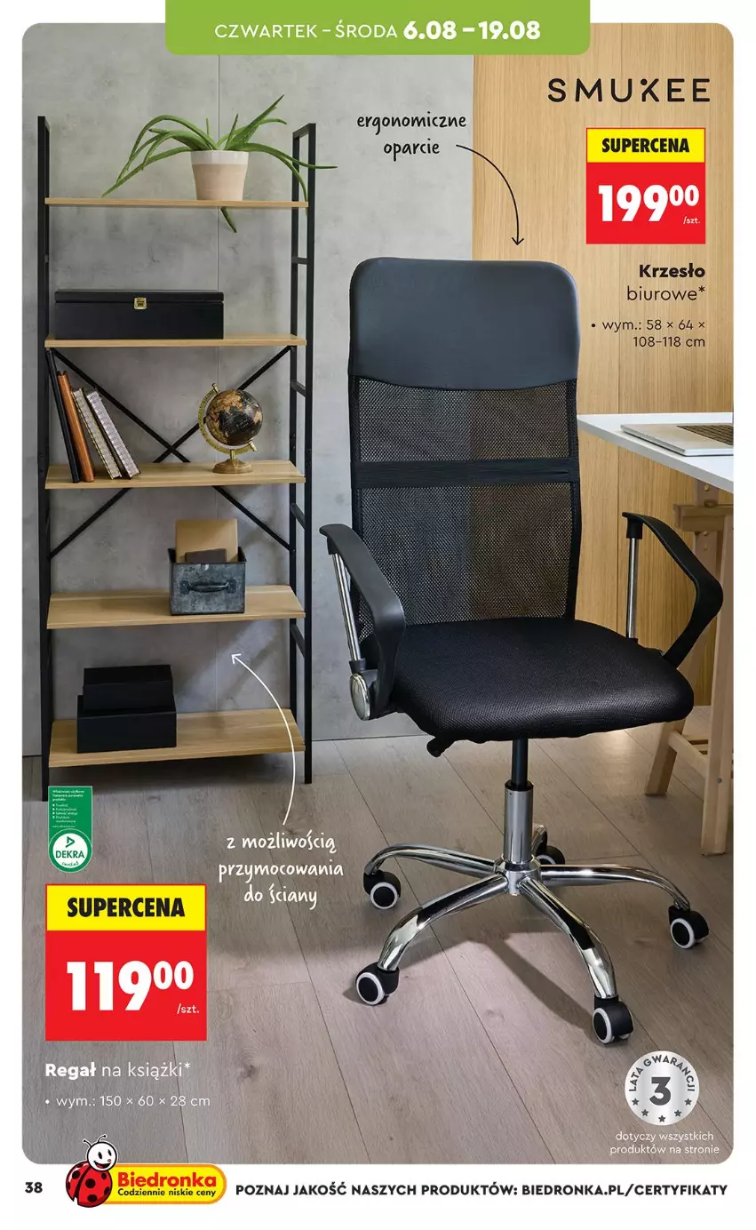 Gazetka promocyjna Biedronka - Okazje Tygodnia - ważna 03.08 do 15.08.2026 - strona 38 - produkty: Biuro, Fa, Krzesło