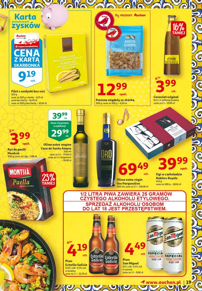 Gazetka promocyjna Auchan - 25 Urodziny #3 Hipermarkety - ważna 06.05 do 13.05.2021 - strona 19 - produkty: Figi, Gin, Gra, Migdały, Piwa, Piwo, Ryż, Sardynki