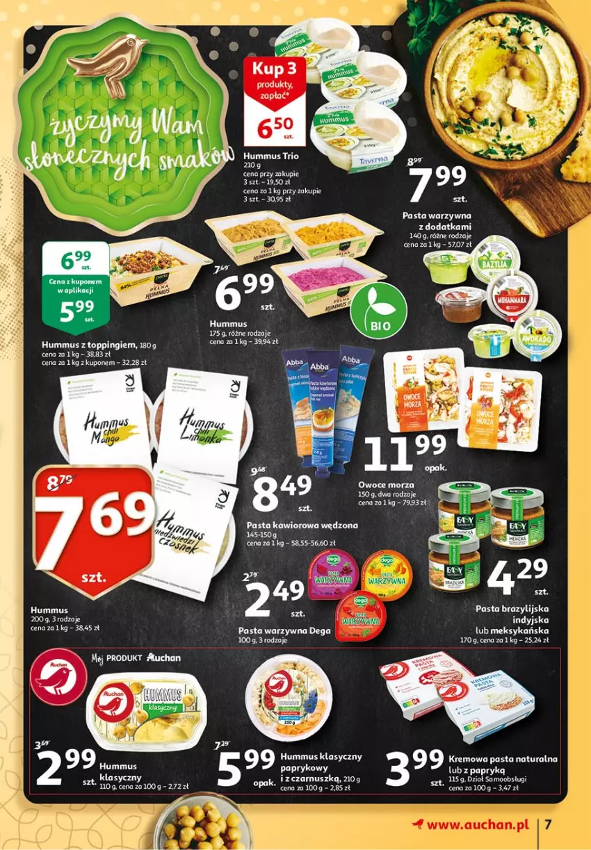 Gazetka promocyjna Auchan - 25 Urodziny #3 Hipermarkety - ważna 06.05 do 13.05.2021 - strona 7 - produkty: Dega, Hummus, Mus, Owoce, Owoce morza, Pasta warzywna