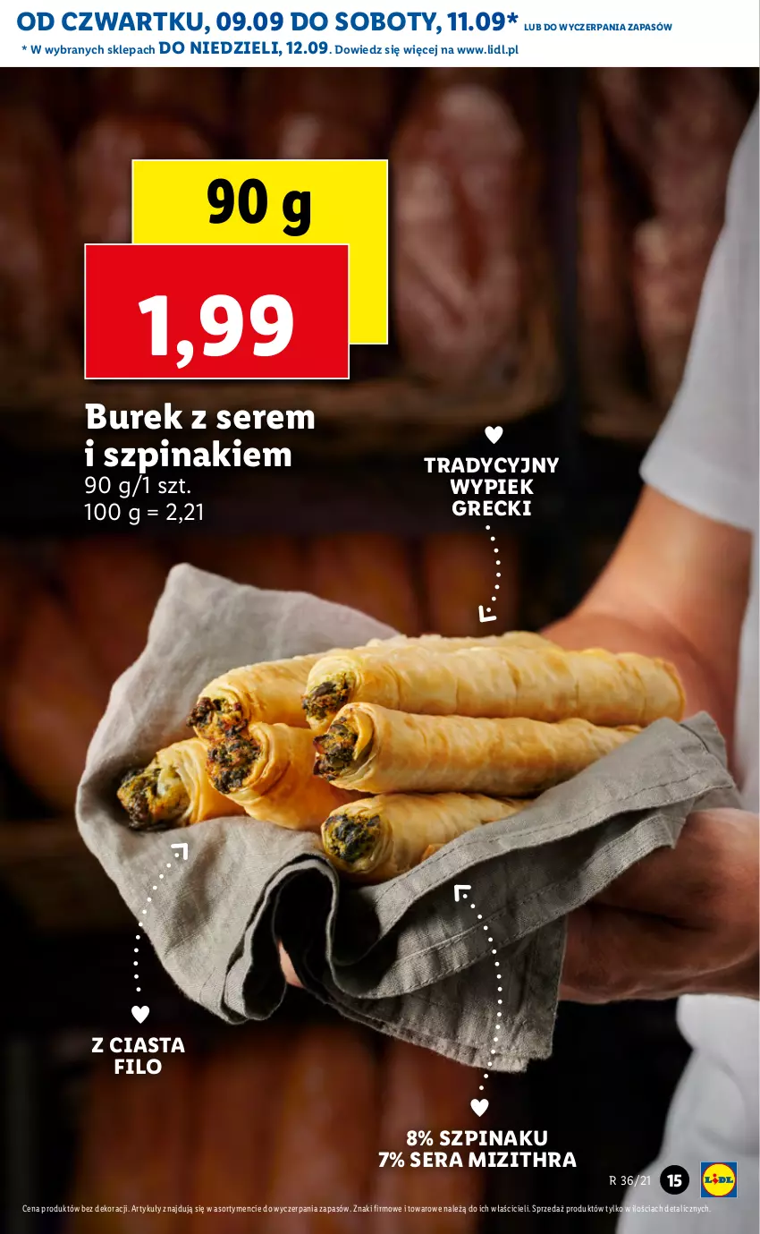 Gazetka promocyjna Lidl - GAZETKA - ważna 09.09 do 12.09.2021 - strona 15 - produkty: Ser, Szpinak