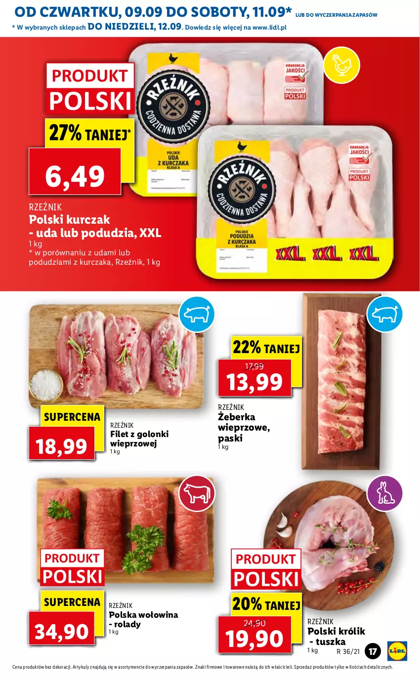 Gazetka promocyjna Lidl - GAZETKA - ważna 09.09 do 12.09.2021 - strona 17 - produkty: Królik, Kurczak, Por, Tusz, Wołowina