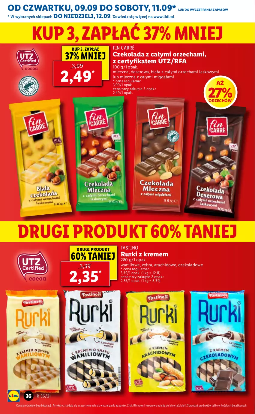 Gazetka promocyjna Lidl - GAZETKA - ważna 09.09 do 12.09.2021 - strona 36 - produkty: Czekolada, Deser, Fa, Rurki, Ser