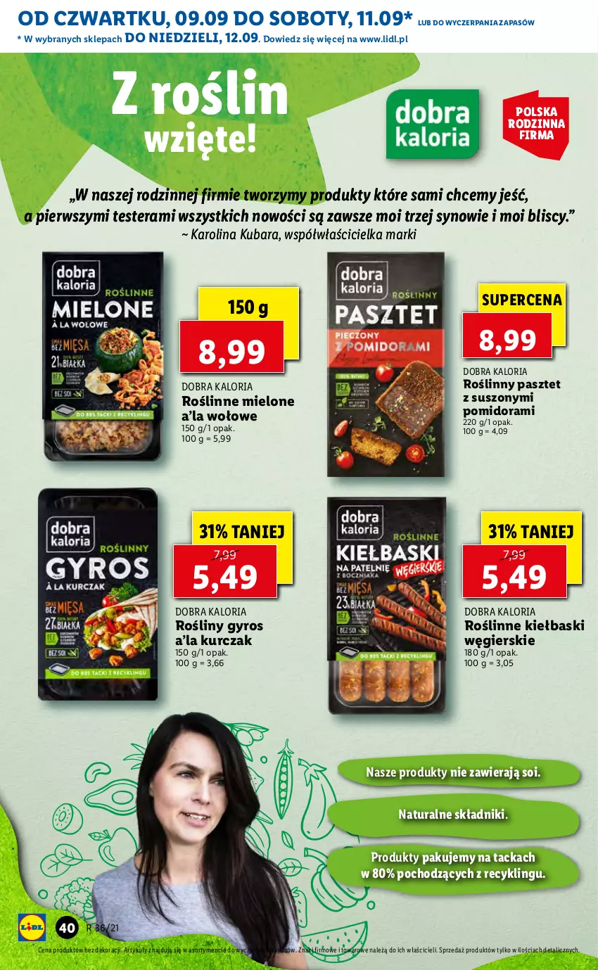 Gazetka promocyjna Lidl - GAZETKA - ważna 09.09 do 12.09.2021 - strona 40 - produkty: Gyros, Kurczak, Pasztet, Roślinne kiełbaski, Tera