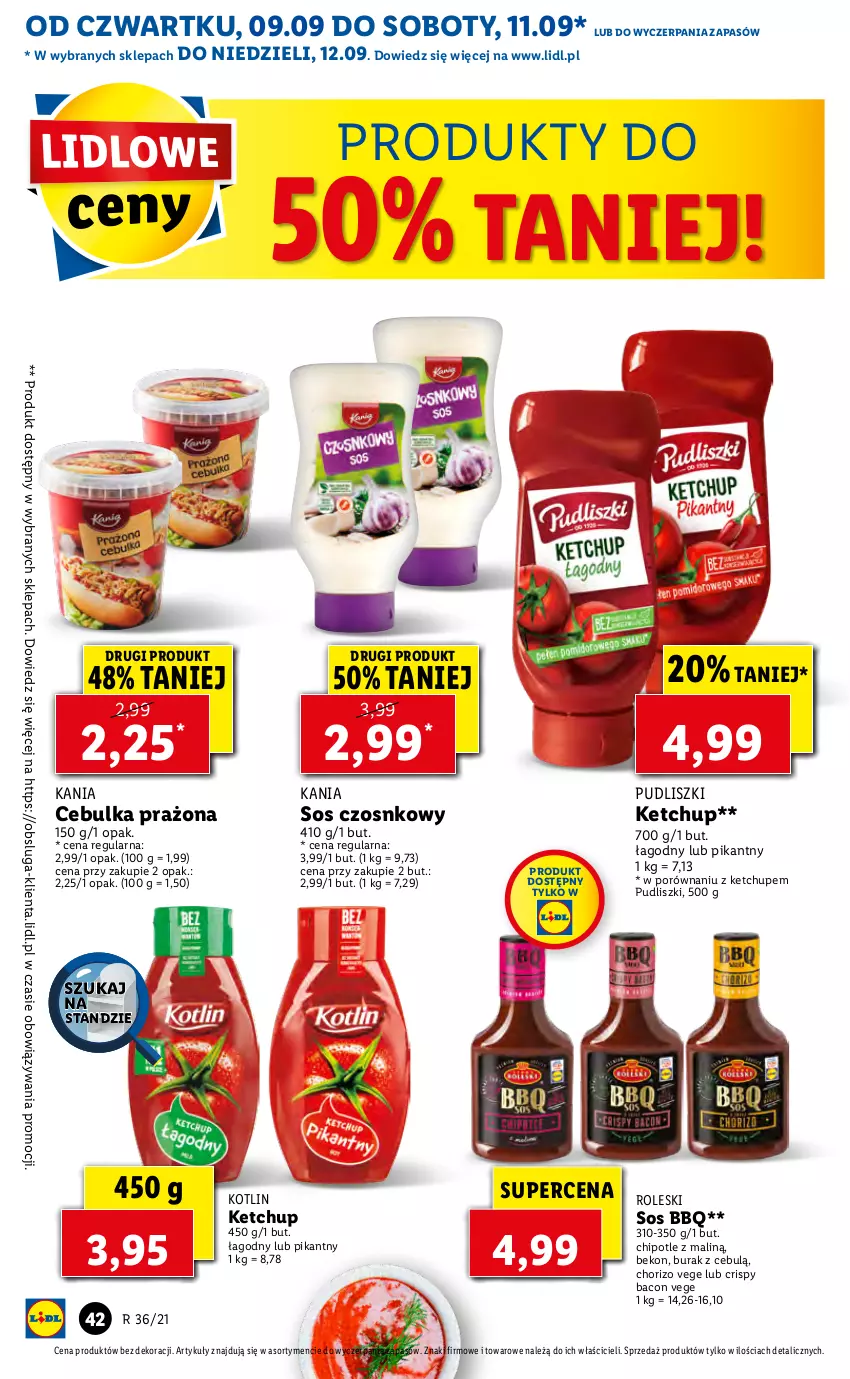 Gazetka promocyjna Lidl - GAZETKA - ważna 09.09 do 12.09.2021 - strona 42 - produkty: Beko, Ketchup, Kotlin, Por, Pudliszki, Sos, Sos czosnkowy