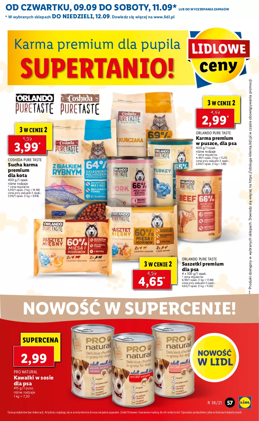 Gazetka promocyjna Lidl - GAZETKA - ważna 09.09 do 12.09.2021 - strona 57 - produkty: Kawa, Pur, Sos, Sucha karma