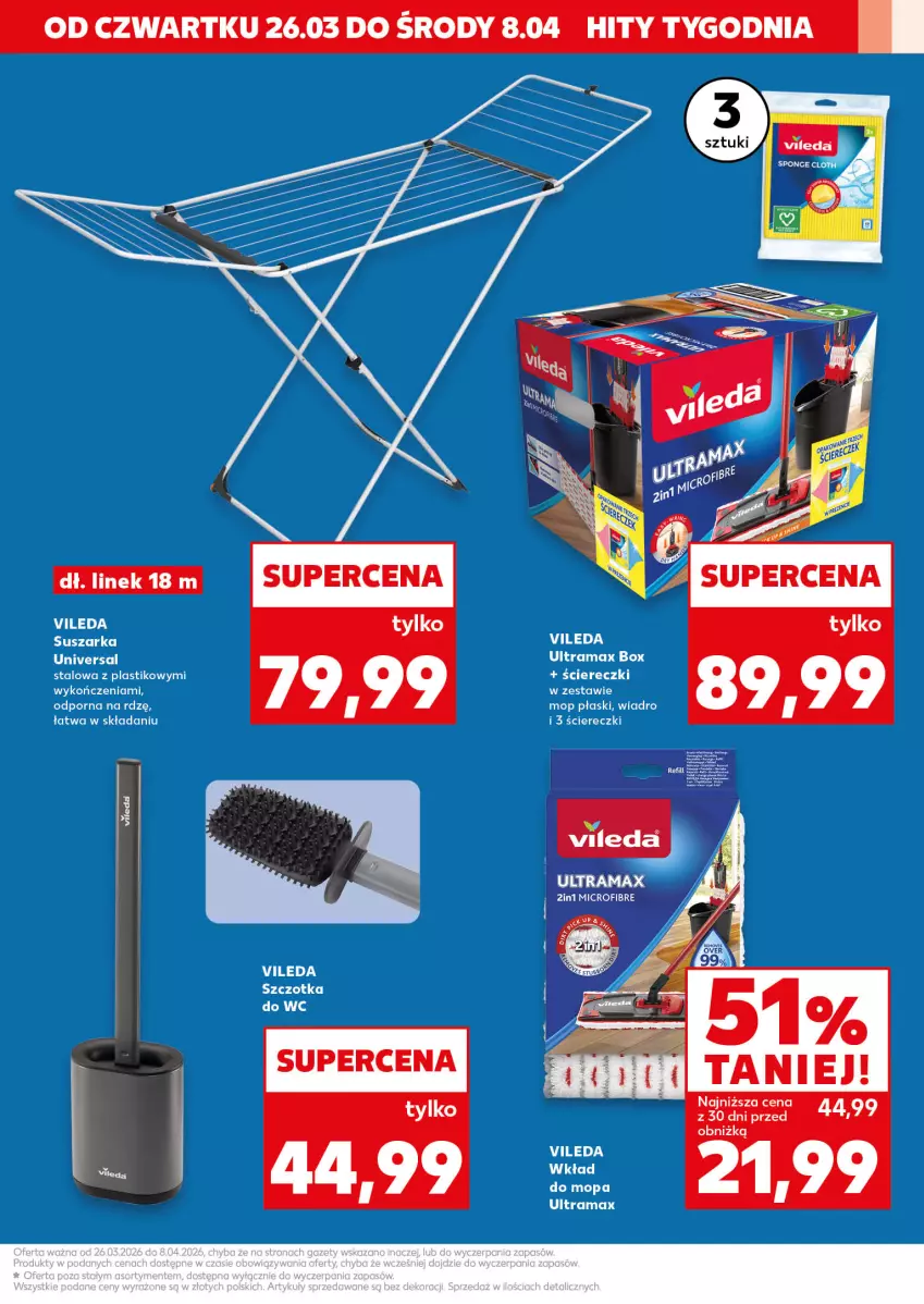 Gazetka promocyjna Kaufland - Kaufland - ważna 26.03 do 08.04.2026 - strona 3 - produkty: Mop, Por, Rama, Suszarka, Szczotka, Szczotka do WC, Vileda, Wiadro, Wkład do mopa
