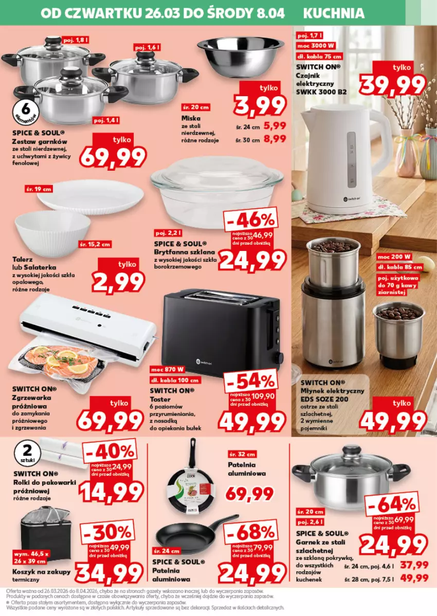 Gazetka promocyjna Kaufland - Kaufland - ważna 26.03 do 08.04.2026 - strona 9 - produkty: Czajnik, Czajnik elektryczny, Fa, Garnek, Kuchnia, LANA, Młynek, Patelnia, Rolki, Rum, Salaterka, Sok, Talerz, Toster, Warka