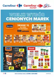 Gazetka promocyjna Carrefour - Gazetka Wielki wybór cenionych marek - Gazetka - ważna od 22.10 do 22.10.2022 - strona 1 - produkty: Parówki, Szynka, Tarczyński, Kabanos, Kiełbasa, LG