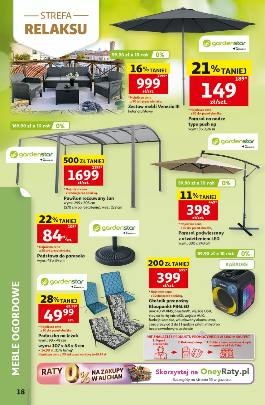 Gazetka promocyjna Auchan - 30 Lat Hipermarket - ważna 07.05 do 13.05.2026 - strona 18 - produkty: Akumulator, Fa, Głośnik, Gra, Mikrofon, Parasol, Poduszka