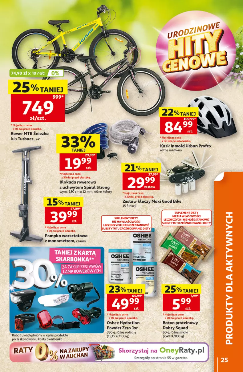 Gazetka promocyjna Auchan - 30 Lat Hipermarket - ważna 07.05 do 13.05.2026 - strona 25 - produkty: Baton, Fa, Kask, Oshee, Pompka, Rower, Squad, Zestaw kluczy