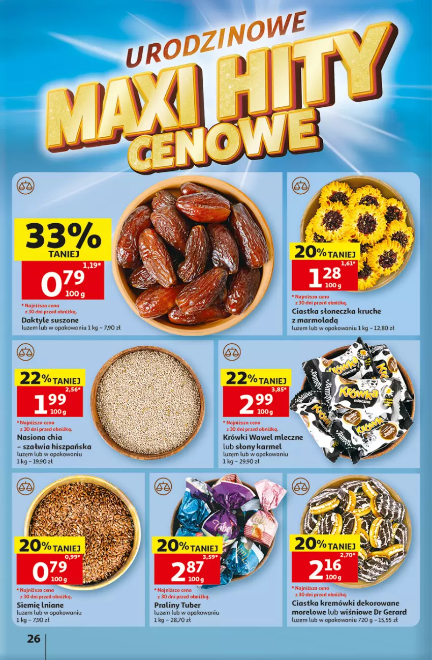 Gazetka promocyjna Auchan - 30 Lat Hipermarket - ważna 07.05 do 13.05.2026 - strona 26 - produkty: Chia, Ciastka, Daktyle, Dr Gerard, Mola, Praliny, Wawel