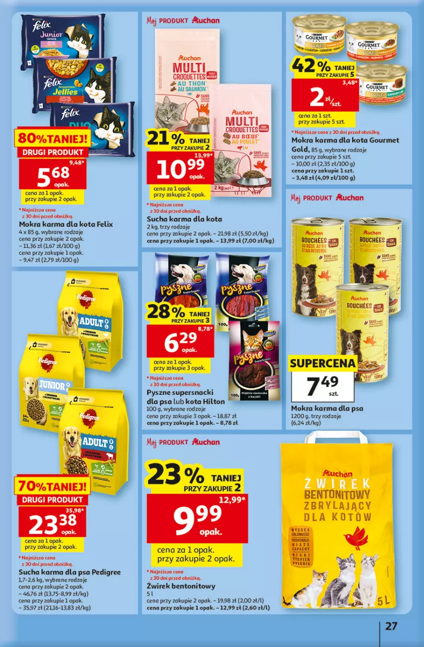 Gazetka promocyjna Auchan - 30 Lat Hipermarket - ważna 07.05 do 13.05.2026 - strona 27 - produkty: Felix, Gourmet Gold, Mecze, Mokra karma, Pedigree, Sok, Sucha karma, Top