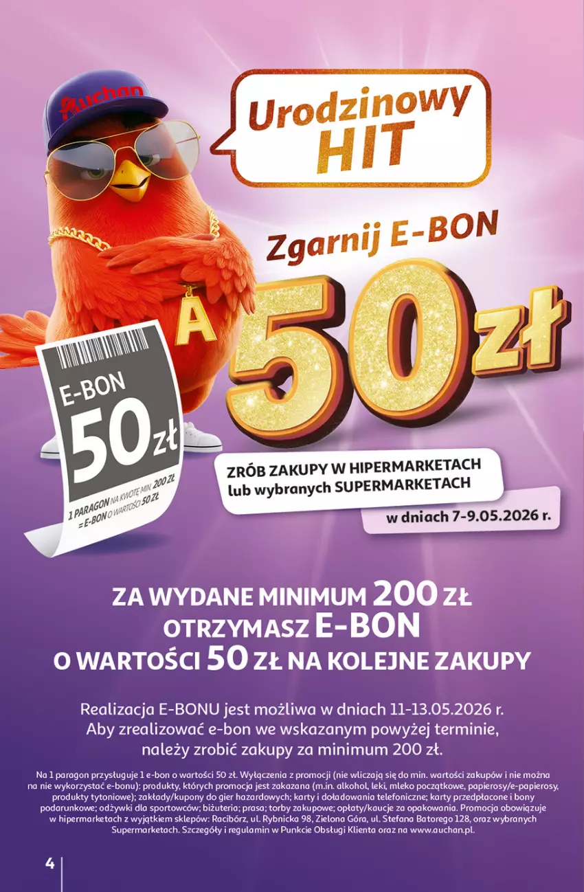 Gazetka promocyjna Auchan - 30 Lat Hipermarket - ważna 07.05 do 13.05.2026 - strona 4 - produkty: Fa, Mleko, Olej, Papier, Por, Sport, Telefon