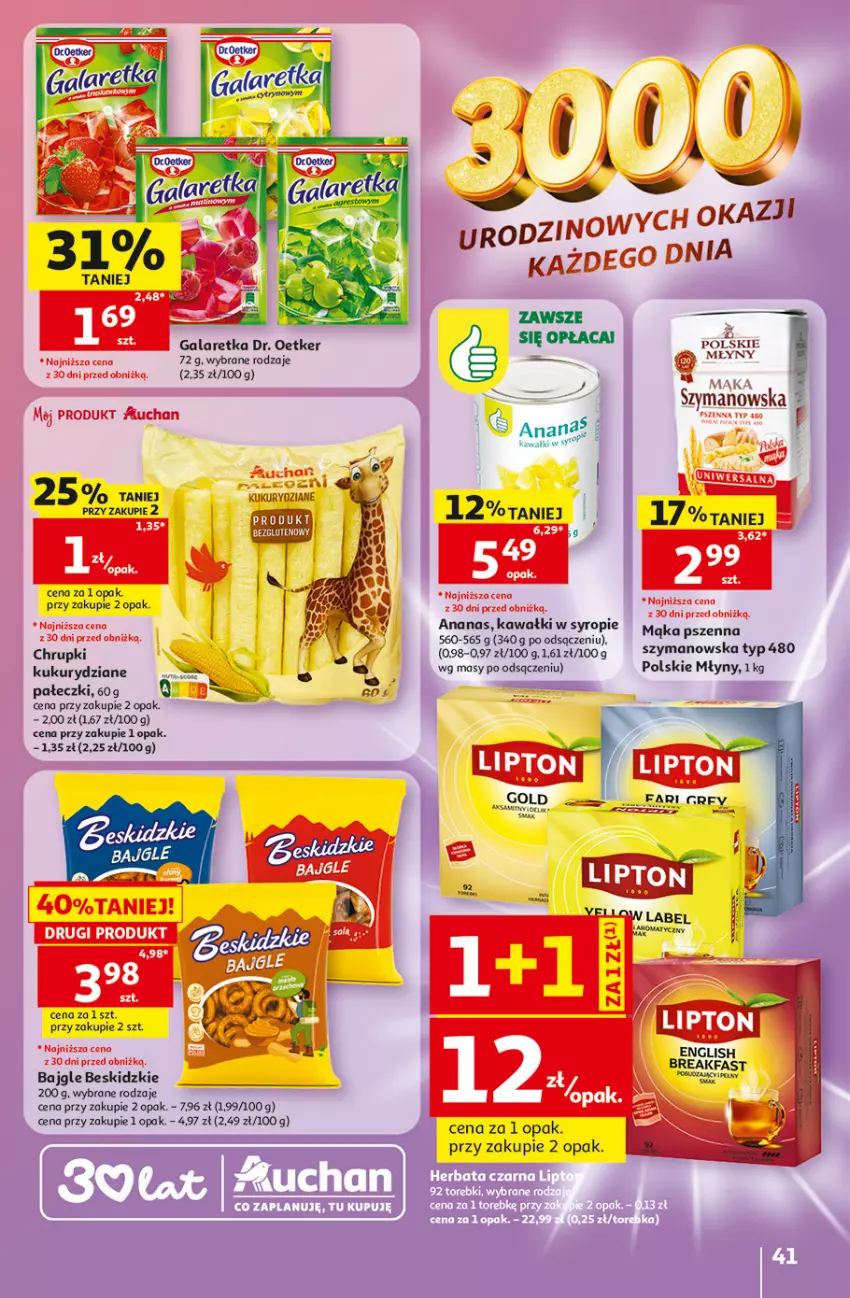 Gazetka promocyjna Auchan - 30 Lat Hipermarket - ważna 07.05 do 13.05.2026 - strona 41 - produkty: Bajgle, Beskidzki, Chrupki, Dr. Oetker, Fa, LG, Polskie Młyny, Torebka