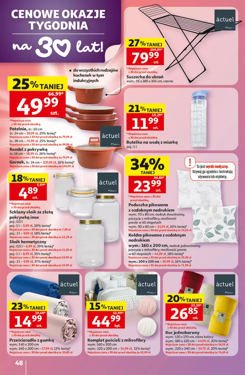 Gazetka promocyjna Auchan - 30 Lat Hipermarket - ważna 07.05 do 13.05.2026 - strona 48 - produkty: Garnek, Koc, Kołdra, Komplet pościeli, Patelnia, Poduszka, Pościel, Prześcieradło, Rondel, Suszarka, Suszarka do ubrań, Top