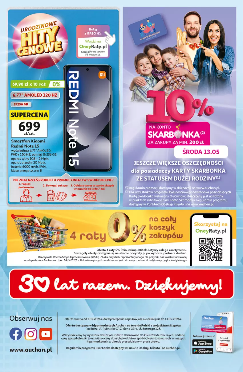 Gazetka promocyjna Auchan - 30 Lat Hipermarket - ważna 07.05 do 13.05.2026 - strona 57 - produkty: Amol, Bateria, Fa, Gra, Kosz, Redmi Note, SEKO, Tera, Top