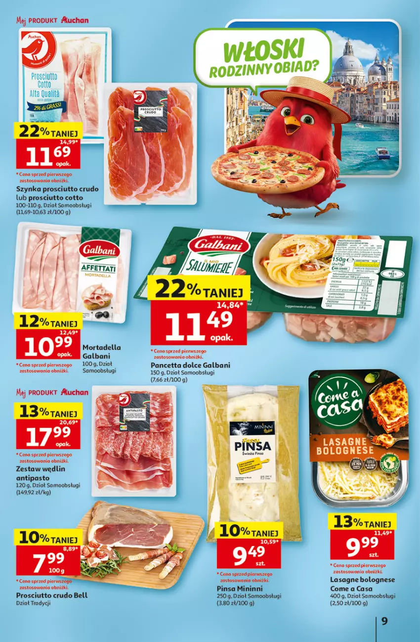Gazetka promocyjna Auchan - 30 Lat Hipermarket - ważna 07.05 do 13.05.2026 - strona 9 - produkty: Bell, Dell, Galbani, Lasagne, Lasagne bolognese, Mortadella, Prosciutto, Szynka
